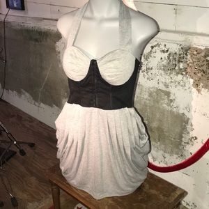 Black and grey halter dress